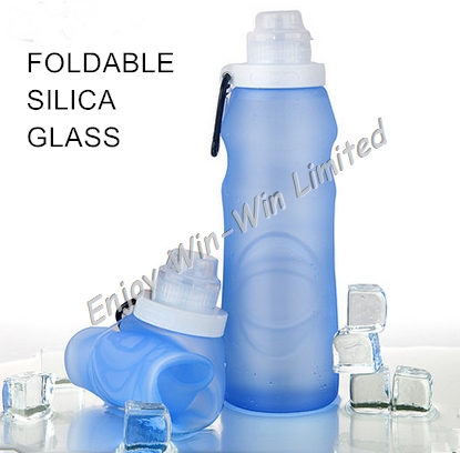 foldable silica glass sports travel water bottle